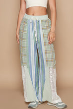 Load image into Gallery viewer, Drawstring Plaid Print Lace Straight Pants- POL
