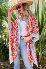 Load image into Gallery viewer, Picnic in the Park Red Floral Kimono- AMOLI
