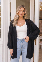 Load image into Gallery viewer, Hole in One Black Openwork Knit Cardigan
