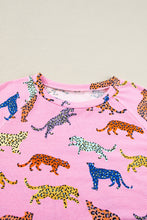 Load image into Gallery viewer, Pink Flower Print Short Sleeve High Waist Two Piece Shorts Set
