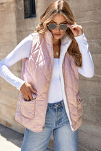 Load image into Gallery viewer, Pink Fleece Lined Quilted Vest Coats
