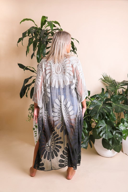 LETO- Ombre Bohemian Lace Kimono