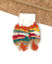 Load image into Gallery viewer, Rainbow Macrame Leaf Earrings
