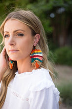 Load image into Gallery viewer, Rainbow Macrame Leaf Earrings
