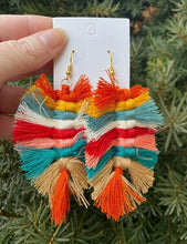 Load image into Gallery viewer, Rainbow Macrame Leaf Earrings
