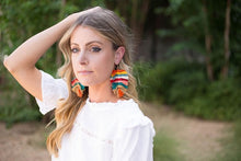Load image into Gallery viewer, Rainbow Macrame Leaf Earrings
