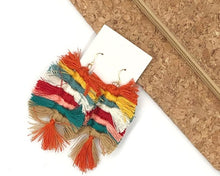 Load image into Gallery viewer, Rainbow Macrame Leaf Earrings
