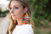 Load image into Gallery viewer, Rainbow Macrame Leaf Earrings
