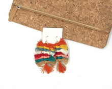 Load image into Gallery viewer, Rainbow Macrame Leaf Earrings
