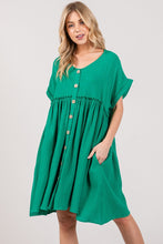 Load image into Gallery viewer, Full Size Button Up Short Sleeve Dress- SAGE + FIG
