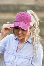Load image into Gallery viewer, ALLI&#39;S CORNER- Distressed Messy Bun Hat Cap - 8 COLORS!!
