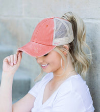 Load image into Gallery viewer, ALLI&#39;S CORNER- Distressed Messy Bun Hat Cap - 8 COLORS!!
