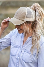 Load image into Gallery viewer, ALLI&#39;S CORNER- Distressed Messy Bun Hat Cap - 8 COLORS!!
