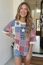 Load image into Gallery viewer, Stars and Stripes Patchwork Oversized Top
