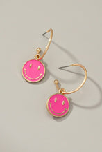 Load image into Gallery viewer, LA3accessories- Smiley face charm hoop earrings
