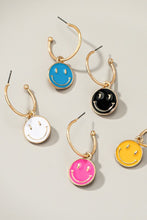 Load image into Gallery viewer, LA3accessories- Smiley face charm hoop earrings
