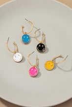 Load image into Gallery viewer, LA3accessories- Smiley face charm hoop earrings
