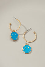 Load image into Gallery viewer, LA3accessories- Smiley face charm hoop earrings

