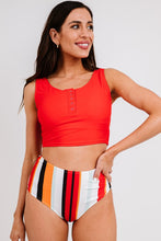 Load image into Gallery viewer, Black Sleeveless Fashion Print Tankini Set
