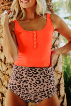 Load image into Gallery viewer, Black Sleeveless Fashion Print Tankini Set
