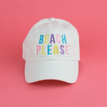 Load image into Gallery viewer, Embroidered Beach Please Colorful Canvas Hat
