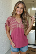 Load image into Gallery viewer, Berry Sweet Stripe Texture Top
