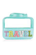 Load image into Gallery viewer, Mint Green TRAVEL Chenille Letter Clear PVC Makeup Bag
