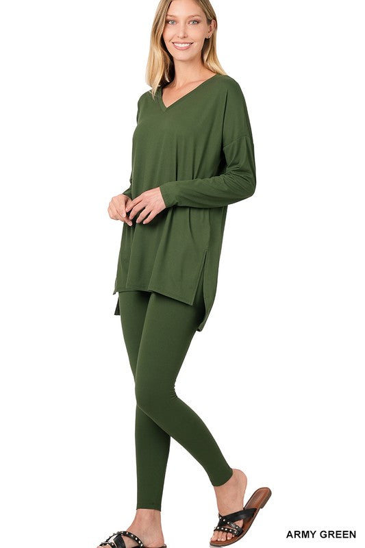 Zenana- Buttery Soft Brushed Longe Sleeve Loungewear Set (S-XL)