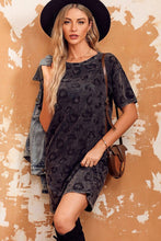 Load image into Gallery viewer, Vintage Washed Leopard T-Shirt Dress with Pockets

