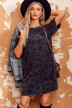 Load image into Gallery viewer, Vintage Washed Leopard T-Shirt Dress with Pockets
