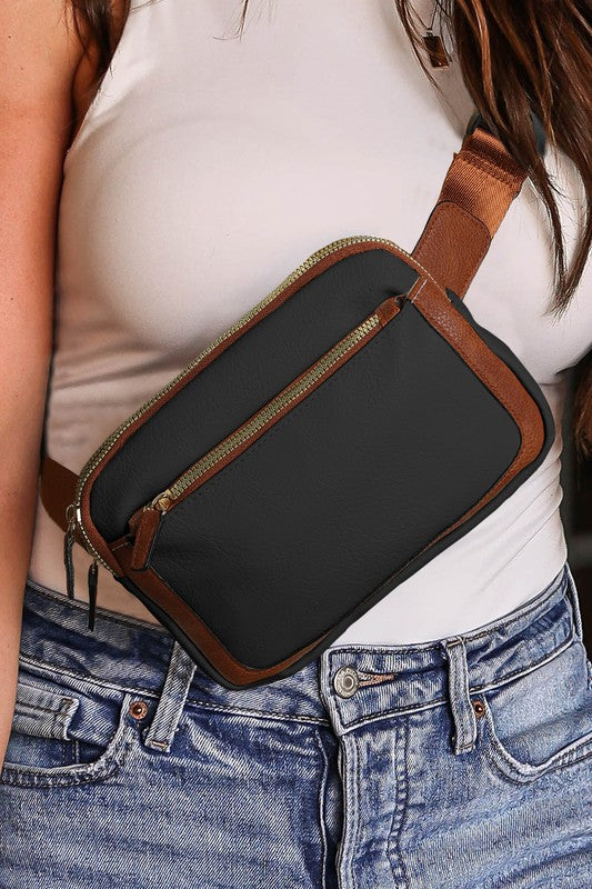 HEY HOLLYWOOD- Adjustable Strap Mini PU Leather Crossbody Bag