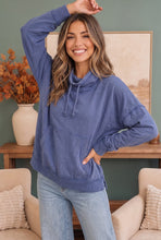 Load image into Gallery viewer, Hide and Seek Washed Cowl Neck Pullover in Blue
