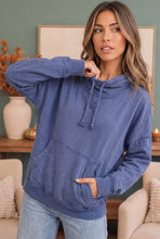 Load image into Gallery viewer, Hide and Seek Washed Cowl Neck Pullover in Blue
