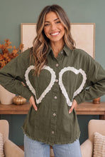 Load image into Gallery viewer, I Heart You Lace Applique Corduroy Shacket
