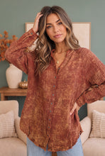 Load image into Gallery viewer, Rust &amp; Gold Washed Button Down Gauze Shirt
