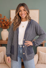 Load image into Gallery viewer, Crafting Corner Stripe Button Front Hoodie
