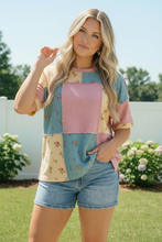 Load image into Gallery viewer, Patchwork Floral Waffle Knit Top
