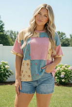 Load image into Gallery viewer, Patchwork Floral Waffle Knit Top
