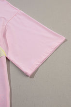Load image into Gallery viewer, Light Pink Colorblock Star Patched Half Sleeve Oversized Tee
