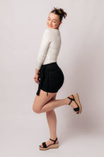 Load image into Gallery viewer, Bentli High Rise Side Tie Denim Skort in Black- JUDY BLUE
