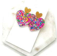 Load image into Gallery viewer, VALENTINES *Queen of Hearts* : Glitter Acrylic Earrings
