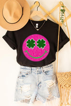 Load image into Gallery viewer, Smile St Patricks Day Glitter Graphic T Shirts
