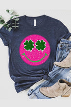 Load image into Gallery viewer, Smile St Patricks Day Glitter Graphic T Shirts
