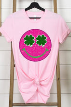 Load image into Gallery viewer, Smile St Patricks Day Glitter Graphic T Shirts
