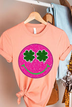 Load image into Gallery viewer, Smile St Patricks Day Glitter Graphic T Shirts
