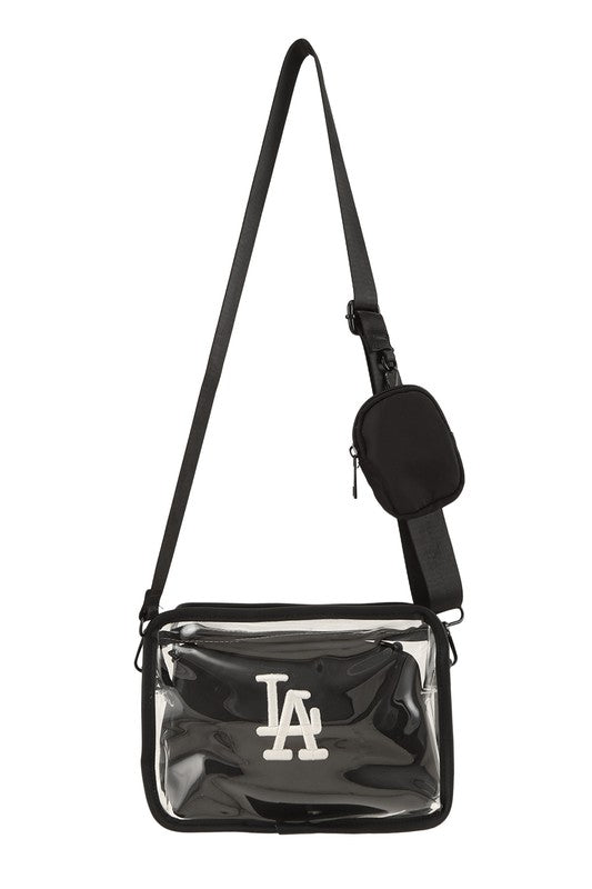 LA 3D Embroidery Clear Square Bag w/ Coin Purse