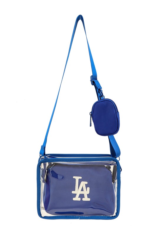 LA 3D Embroidery Clear Square Bag w/ Coin Purse