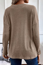 Load image into Gallery viewer, FASHION HOUSE- Pale Khaki Rib Textured Henley Knit Top
