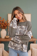 Load image into Gallery viewer, Cozy Camo Color Block Pullover
