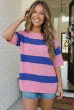 Load image into Gallery viewer, Skip the Line Pink and Blue Oversized Sweater Top
